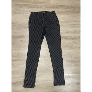 Who What Wear High Rise Skinny Ankle Pants Womens 4 Black White Striped Cropped